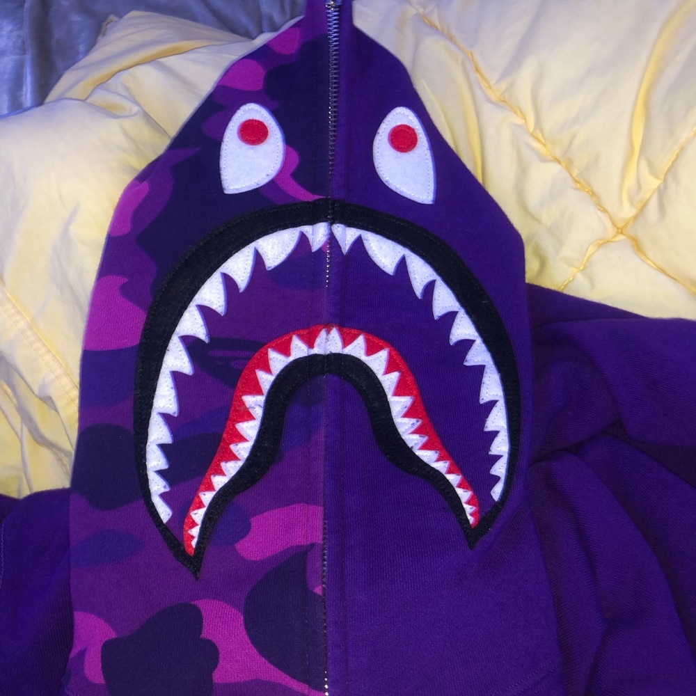 Purple bape hoodie Half camo